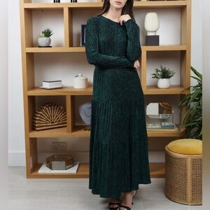 House of Lancry Green Serena Long Maxi Dress Small Modest Holiday Party